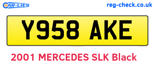 Y958AKE are the vehicle registration plates.
