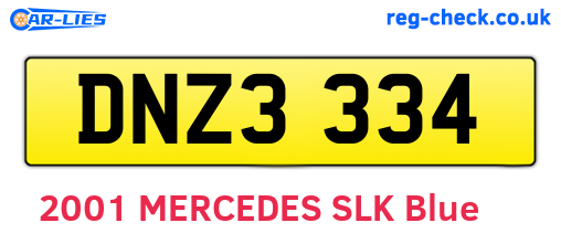 DNZ3334 are the vehicle registration plates.