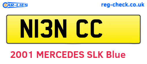N13NCC are the vehicle registration plates.