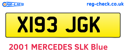 X193JGK are the vehicle registration plates.