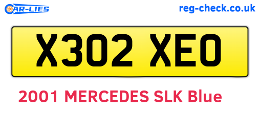 X302XEO are the vehicle registration plates.