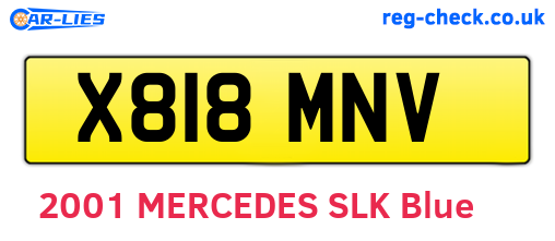 X818MNV are the vehicle registration plates.