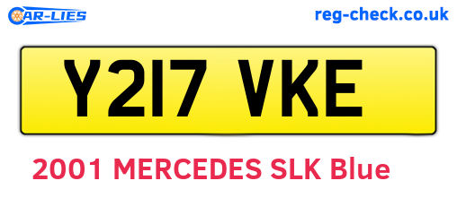Y217VKE are the vehicle registration plates.