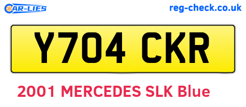 Y704CKR are the vehicle registration plates.