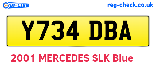 Y734DBA are the vehicle registration plates.