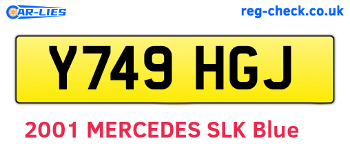 Y749HGJ are the vehicle registration plates.