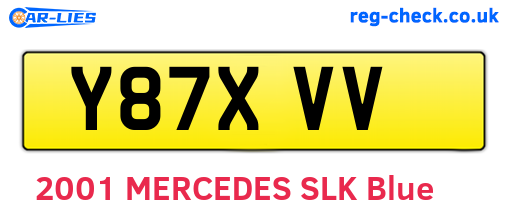 Y87XVV are the vehicle registration plates.