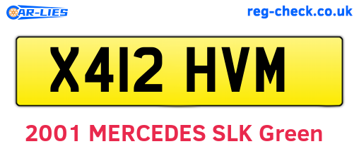 X412HVM are the vehicle registration plates.