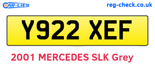 Y922XEF are the vehicle registration plates.