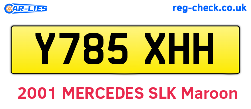 Y785XHH are the vehicle registration plates.