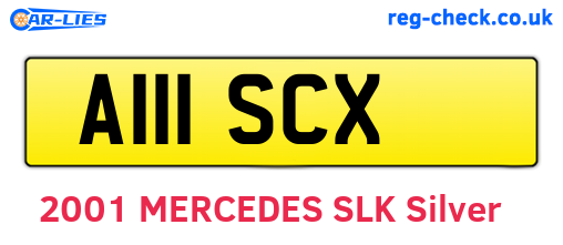 A111SCX are the vehicle registration plates.