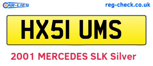 HX51UMS are the vehicle registration plates.