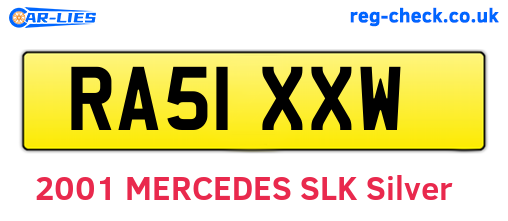 RA51XXW are the vehicle registration plates.