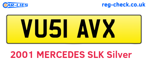 VU51AVX are the vehicle registration plates.