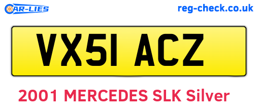 VX51ACZ are the vehicle registration plates.