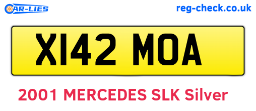 X142MOA are the vehicle registration plates.