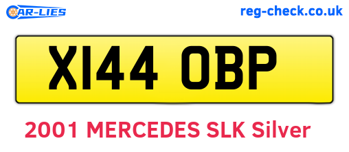 X144OBP are the vehicle registration plates.