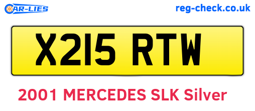 X215RTW are the vehicle registration plates.