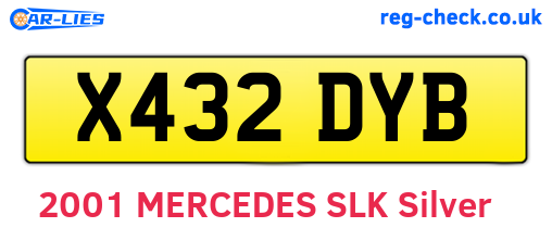 X432DYB are the vehicle registration plates.