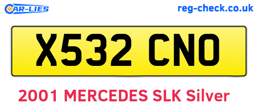 X532CNO are the vehicle registration plates.