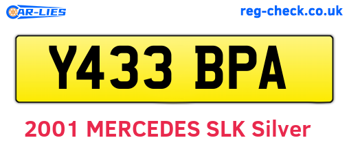Y433BPA are the vehicle registration plates.