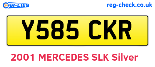 Y585CKR are the vehicle registration plates.