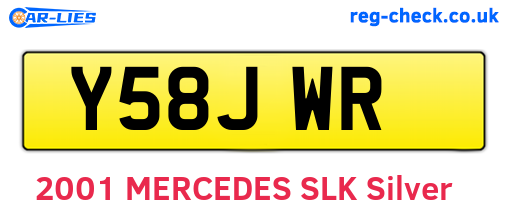 Y58JWR are the vehicle registration plates.