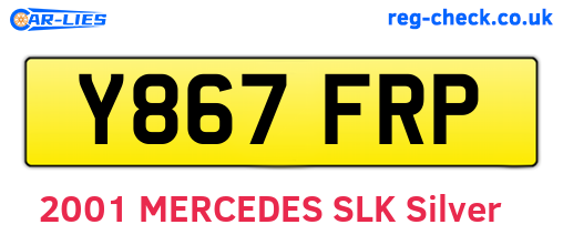Y867FRP are the vehicle registration plates.