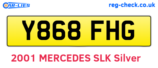 Y868FHG are the vehicle registration plates.