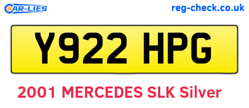 Y922HPG are the vehicle registration plates.