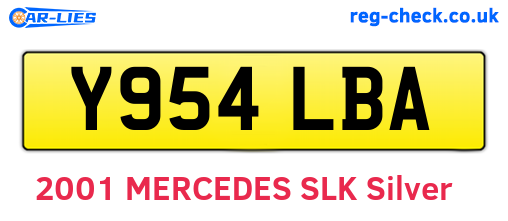 Y954LBA are the vehicle registration plates.