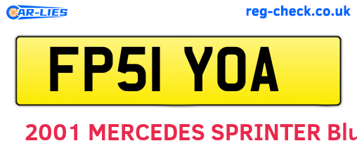 FP51YOA are the vehicle registration plates.