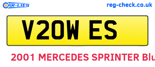 V20WES are the vehicle registration plates.