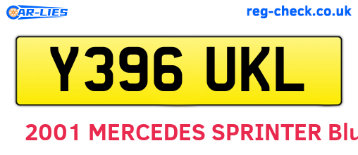 Y396UKL are the vehicle registration plates.
