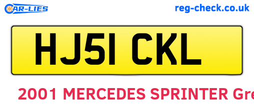 HJ51CKL are the vehicle registration plates.