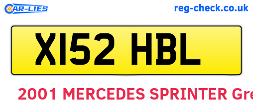 X152HBL are the vehicle registration plates.
