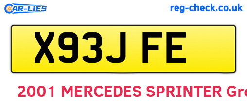 X93JFE are the vehicle registration plates.