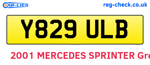 Y829ULB are the vehicle registration plates.