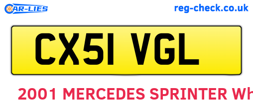 CX51VGL are the vehicle registration plates.