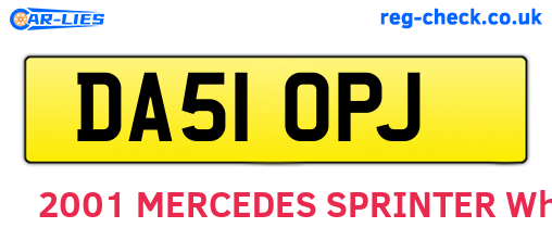 DA51OPJ are the vehicle registration plates.