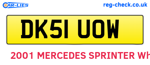 DK51UOW are the vehicle registration plates.