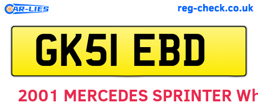 GK51EBD are the vehicle registration plates.