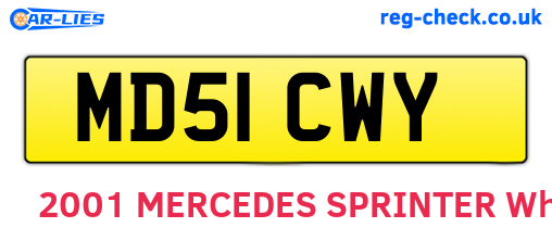 MD51CWY are the vehicle registration plates.