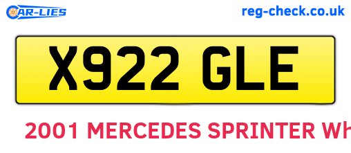 X922GLE are the vehicle registration plates.