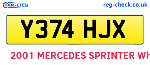 Y374HJX are the vehicle registration plates.