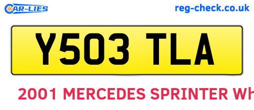 Y503TLA are the vehicle registration plates.