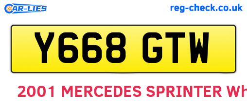 Y668GTW are the vehicle registration plates.