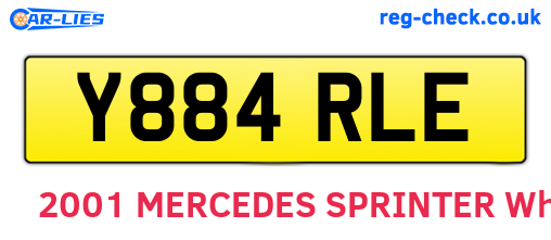 Y884RLE are the vehicle registration plates.