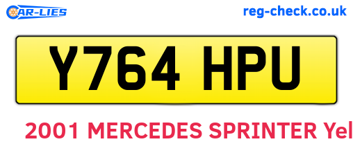 Y764HPU are the vehicle registration plates.