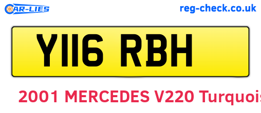 Y116RBH are the vehicle registration plates.